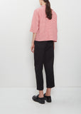 3/4 Kimono Sleeve Vichy Check Cotton Shirt