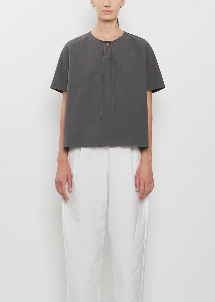 Boxy Ribbon Japanese Cotton Linen Top