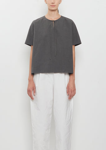 Boxy Ribbon Japanese Cotton Linen Top