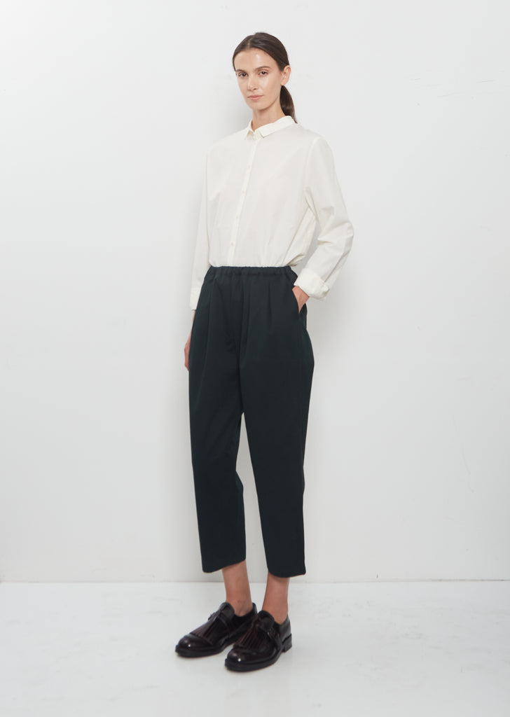 Tapered Pull-On Trousers — Bottle Green