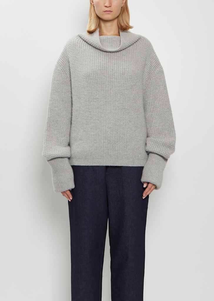 Kimono Sleeve Cashmere Sweater — Silver Grey