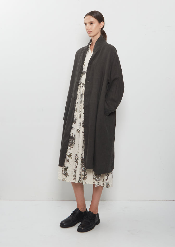 Washed Linen Canvas Long Coat