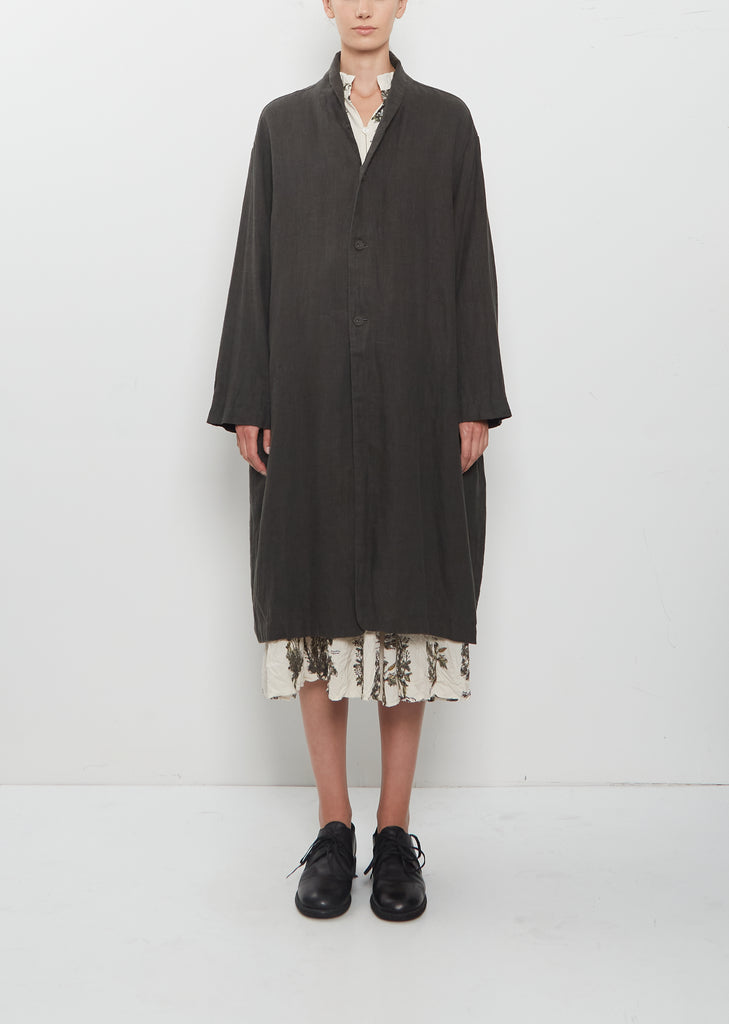 Washed Linen Canvas Long Coat