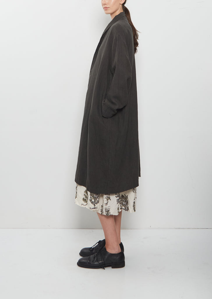 Washed Linen Canvas Long Coat