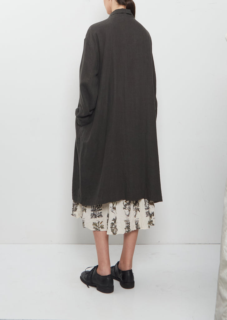 Washed Linen Canvas Long Coat