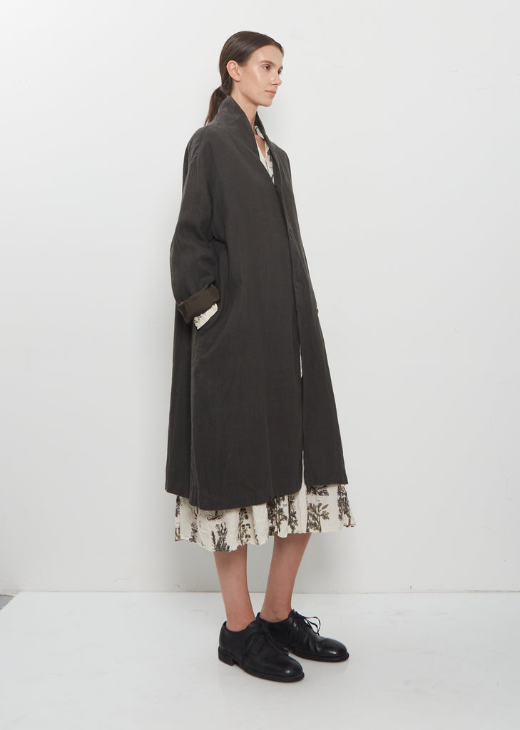 Washed Linen Canvas Long Coat