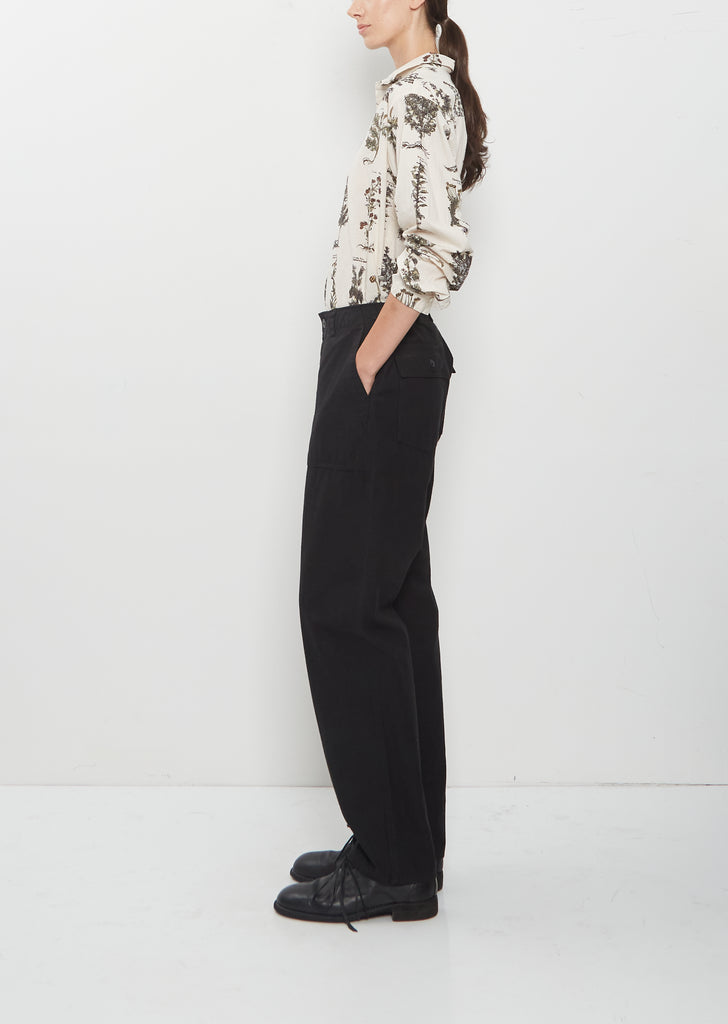 Brushed Cotton Back Satin Baker Pants — Black