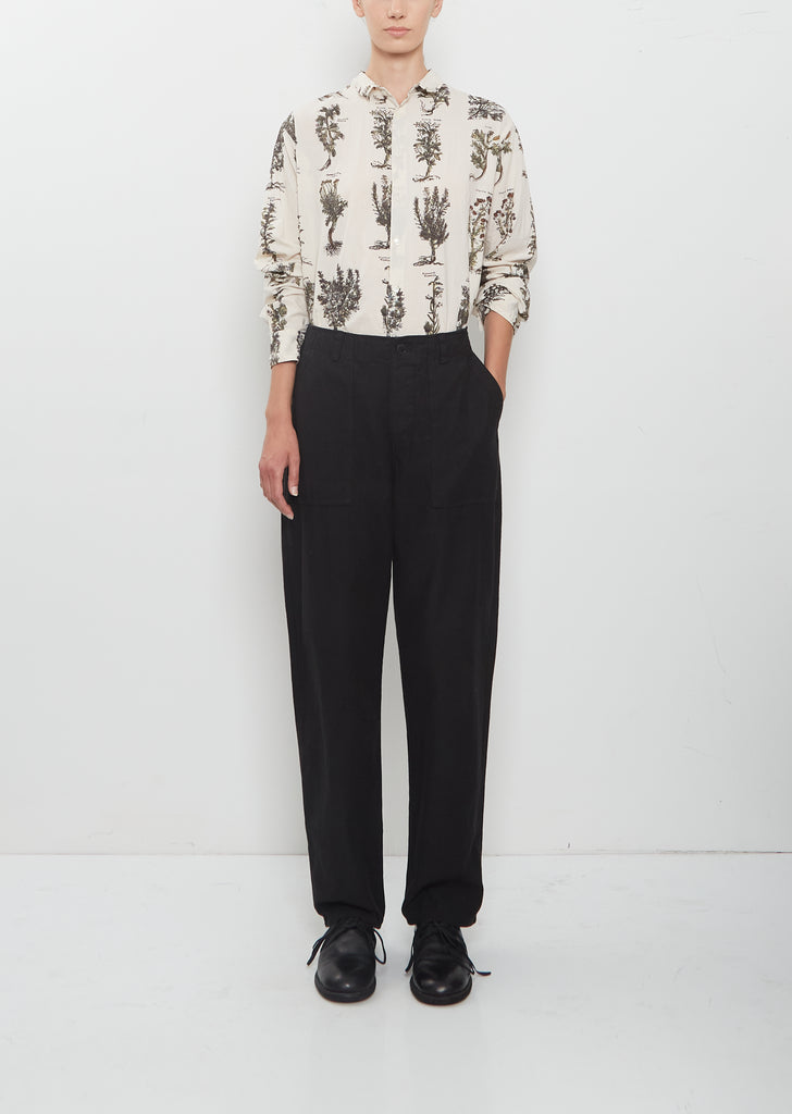 Brushed Cotton Back Satin Baker Pants — Black