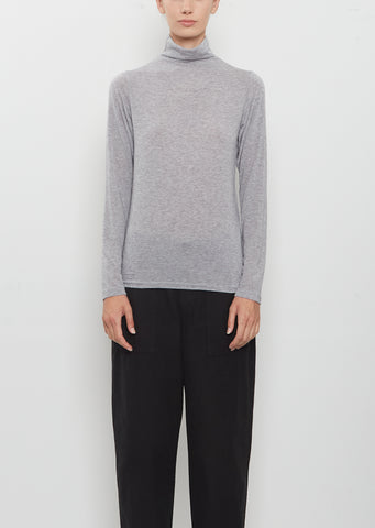 Lyocell Cashmere Jersey Turtleneck Pullover