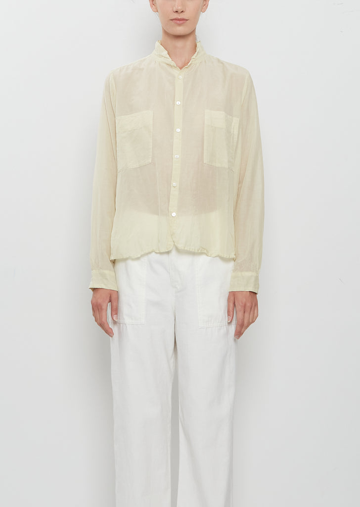 Cotton Silk Lawn Shirt Collar Blouse