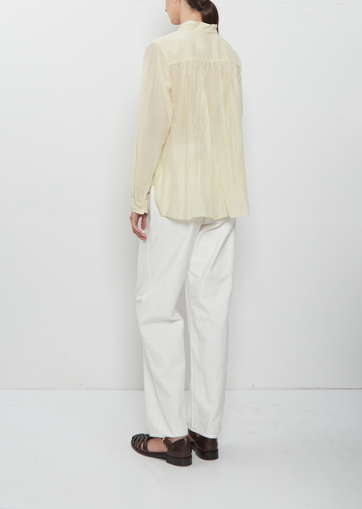Cotton Silk Lawn Shirt Collar Blouse