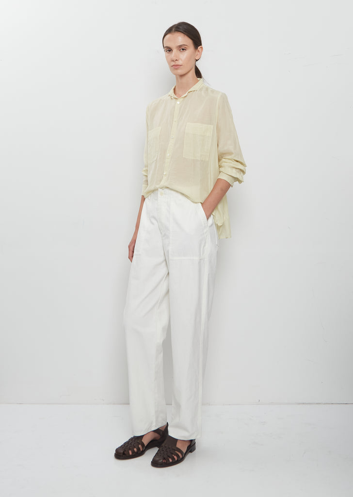 Brushed Cotton Back Satin Baker Pants — White