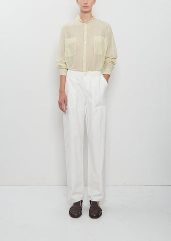 Brushed Cotton Back Satin Baker Pants — White
