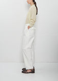 Brushed Cotton Back Satin Baker Pants — White