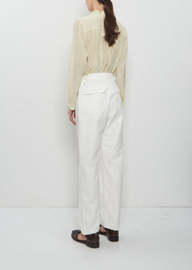 Brushed Cotton Back Satin Baker Pants — White
