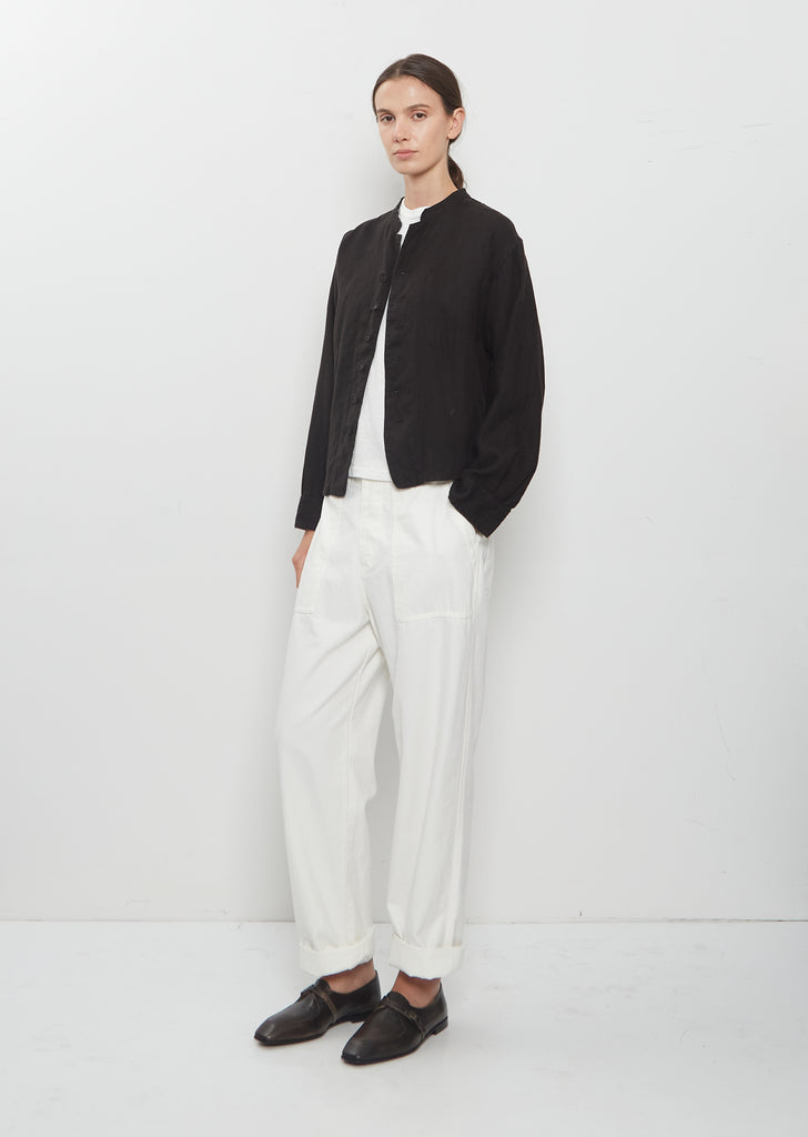 Washed Linen Canvas Shirt Jacket