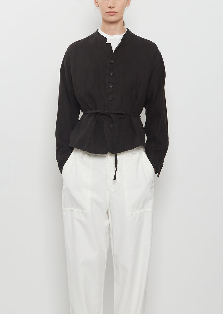 Washed Linen Canvas Shirt Jacket