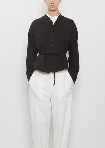 Washed Linen Canvas Shirt Jacket