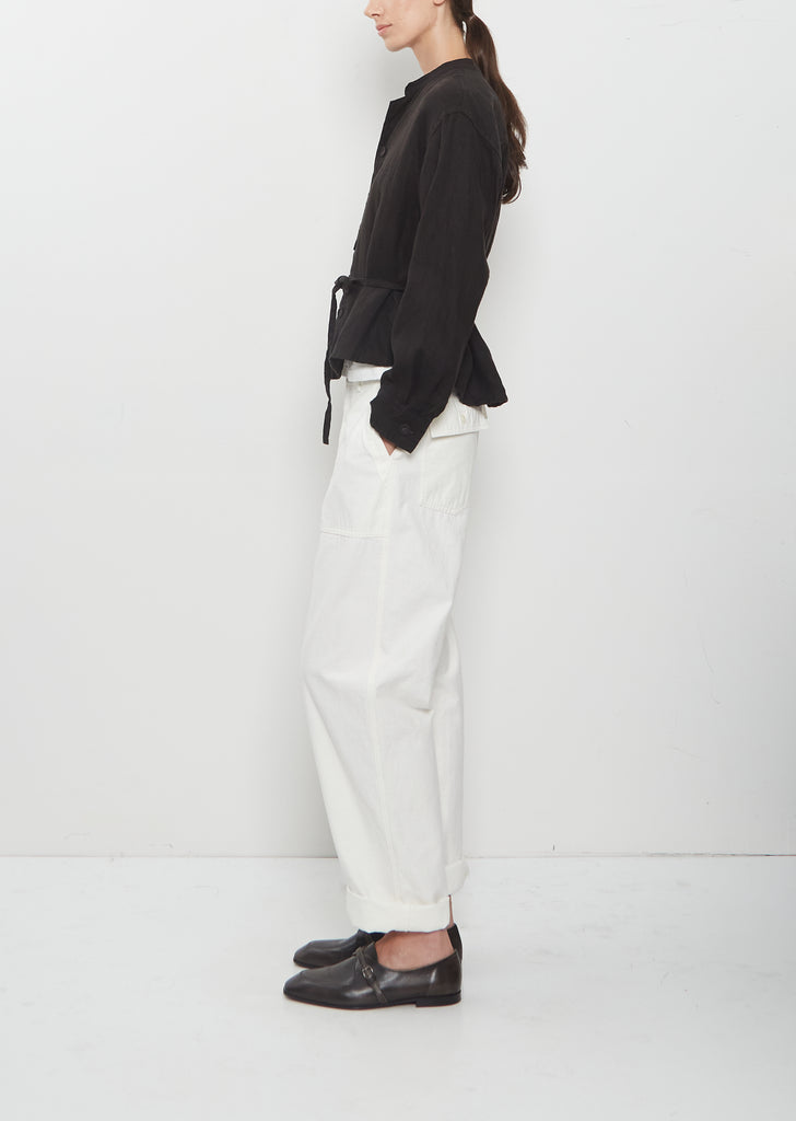 Washed Linen Canvas Shirt Jacket