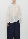Cotton Silk Lawn Band Collar Shirt