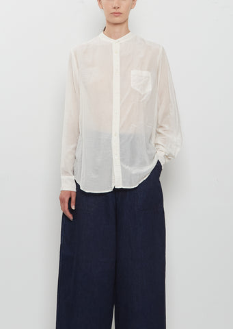 Cotton Silk Lawn Band Collar Shirt