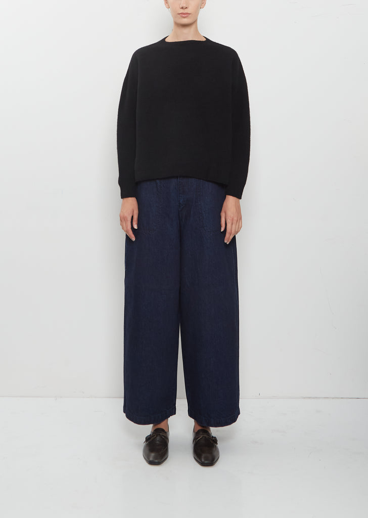 11.5 oz Natural Slub Denim Cropped Wide Pants