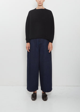 11.5 oz Natural Slub Denim Cropped Wide Pants