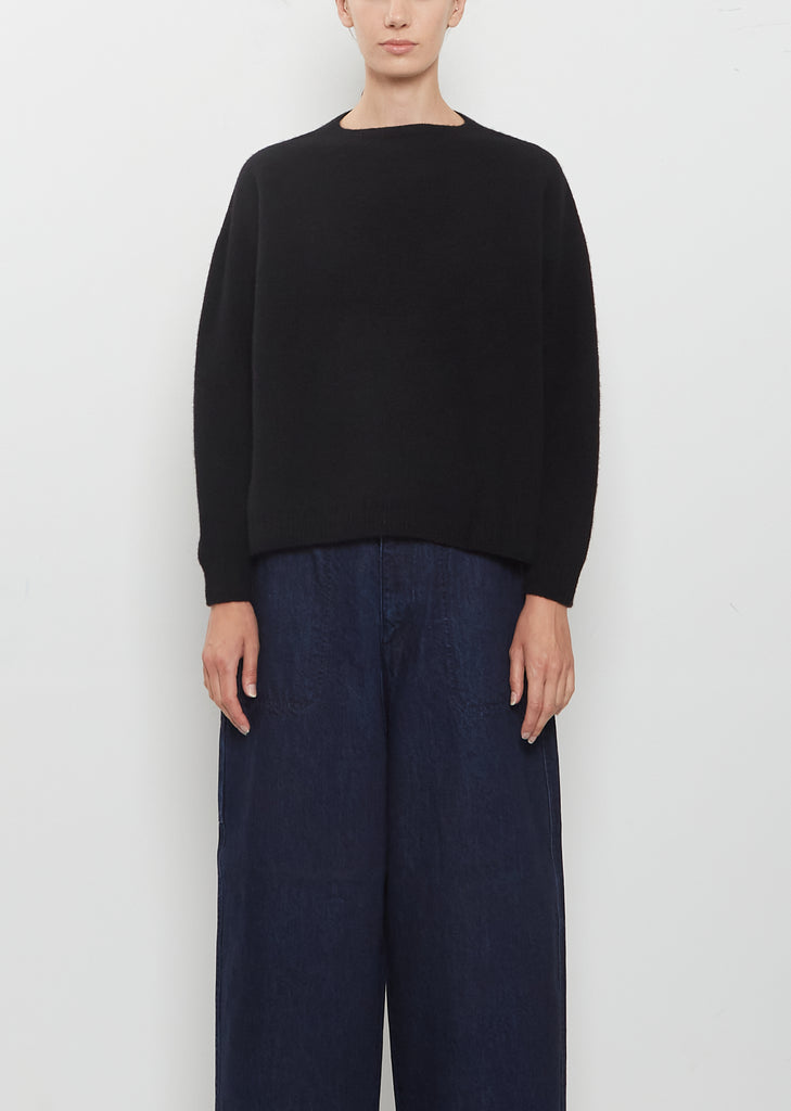 Fine Wool Patterened Panel Switch Square Shape Pullover