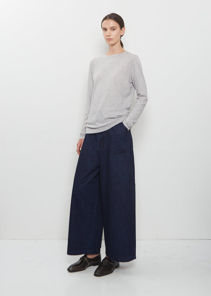 Cotton Wool Jersey Rib Mix Crewneck Pullover