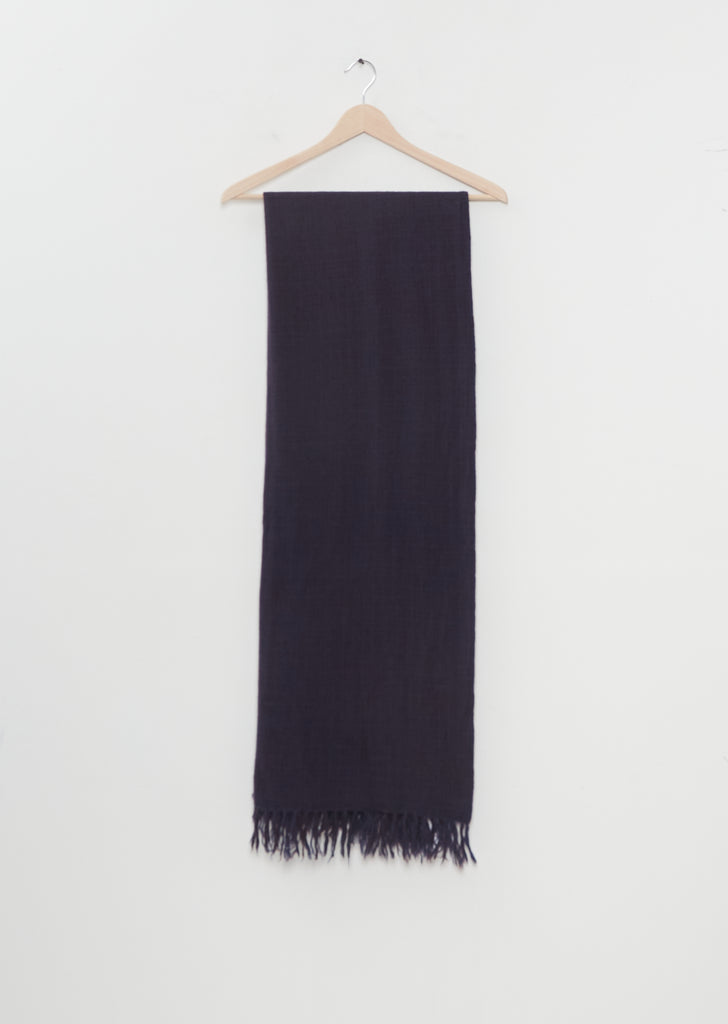 Cashmere Yark Dyed Check Scarf — Navy