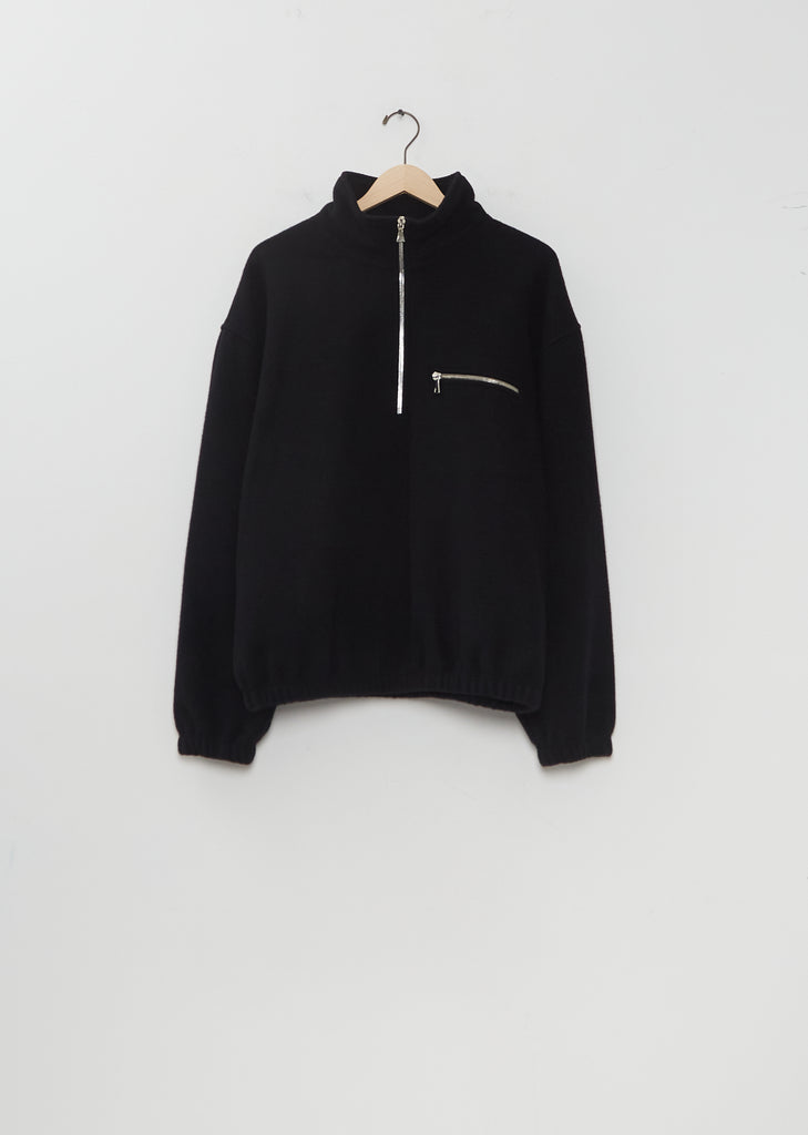 Wool Fleece Polar Pullover — Black