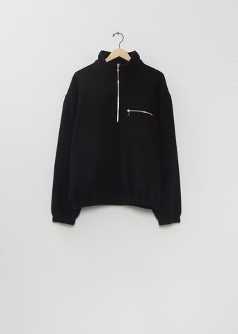 Wool Fleece Polar Pullover — Black
