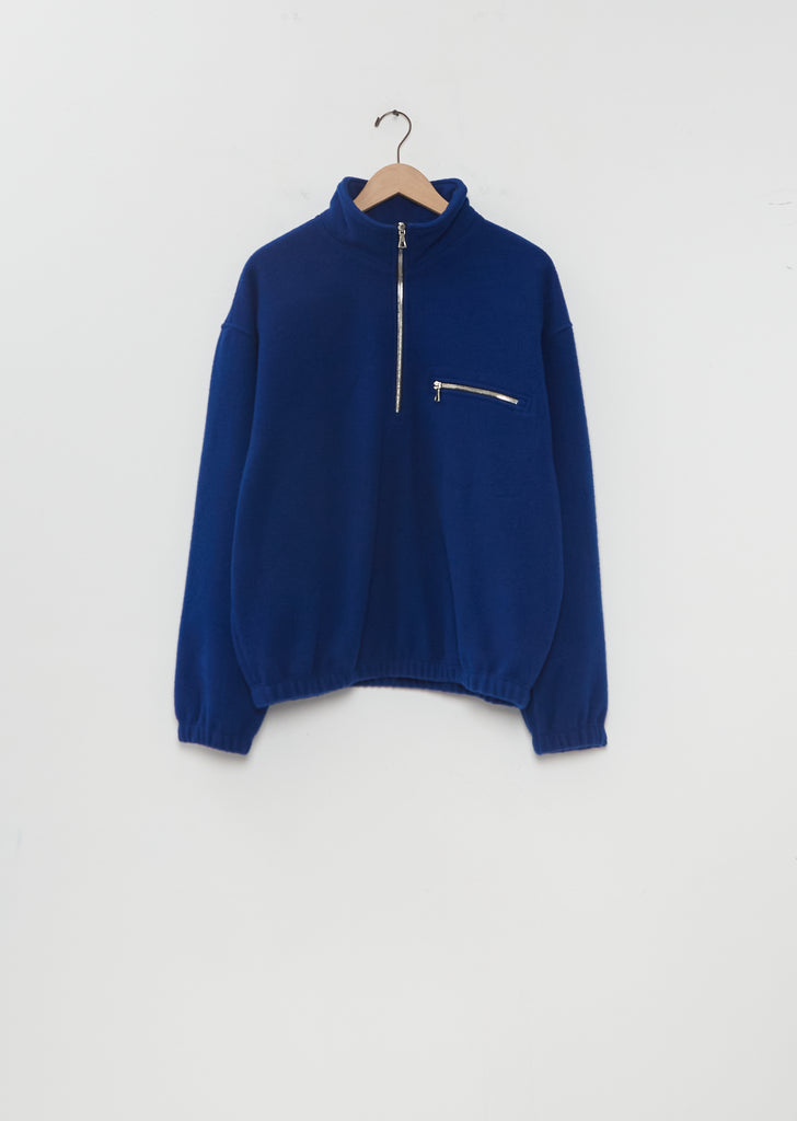 Wool Fleece Polar Pullover — Indigo