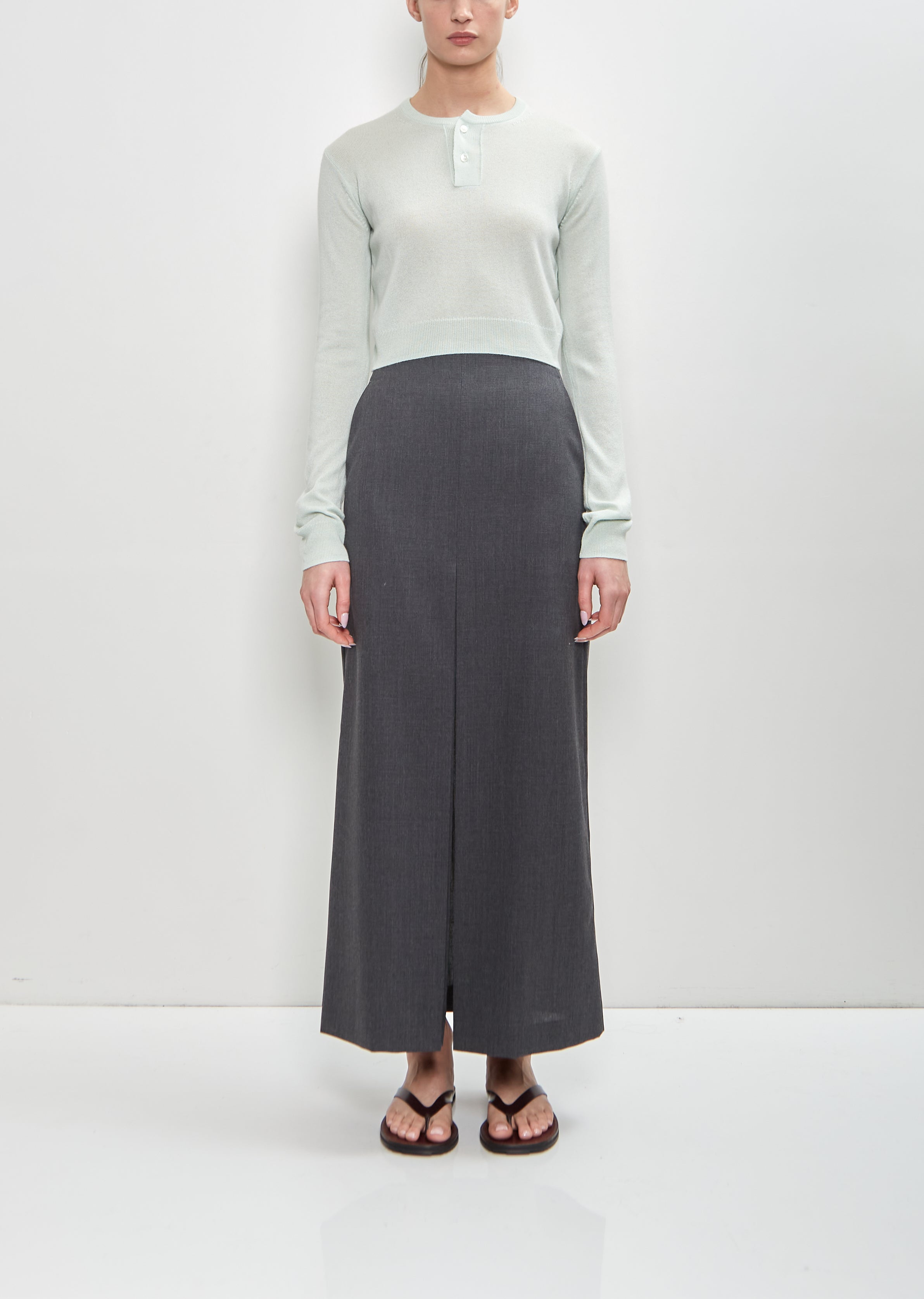 【INCHANT ME】Hidden wool slit skirt Wool Mohair Hop Sack Slit Skirt – La Garçonne