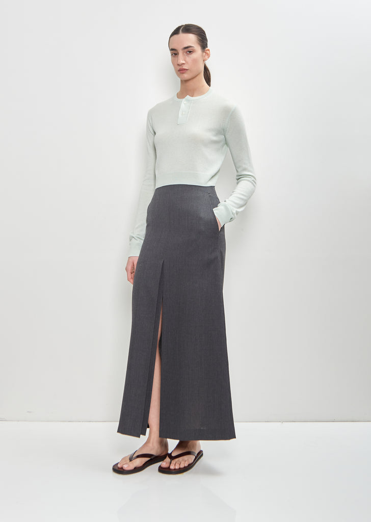 Wool Mohair Hop Sack Slit Skirt