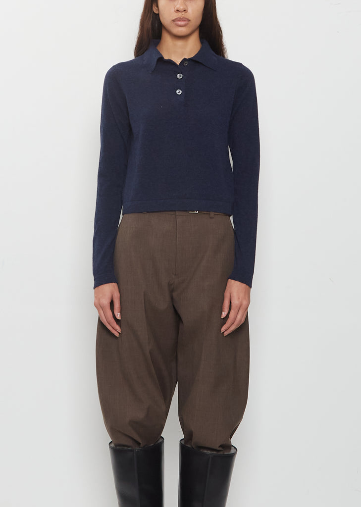 Abbie Cashmere Long Sleeve Polo Sweater