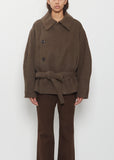 Short Wool Alpaca Wrap Coat