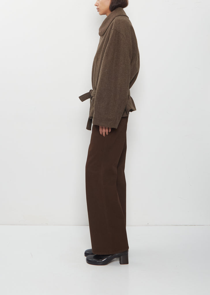 Short Wool Alpaca Wrap Coat