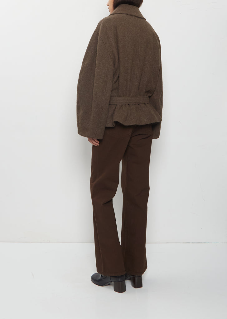 Short Wool Alpaca Wrap Coat