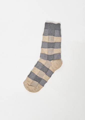 Inside Out Plaid Socks — Beige