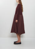 Velvet Tissue Cotton Pleated Dress — Wine