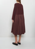 Velvet Tissue Cotton Pleated Dress — Wine