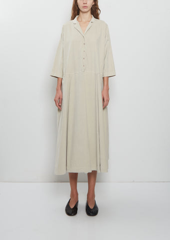Velvet Tailored Collar Dress — Oatmeal