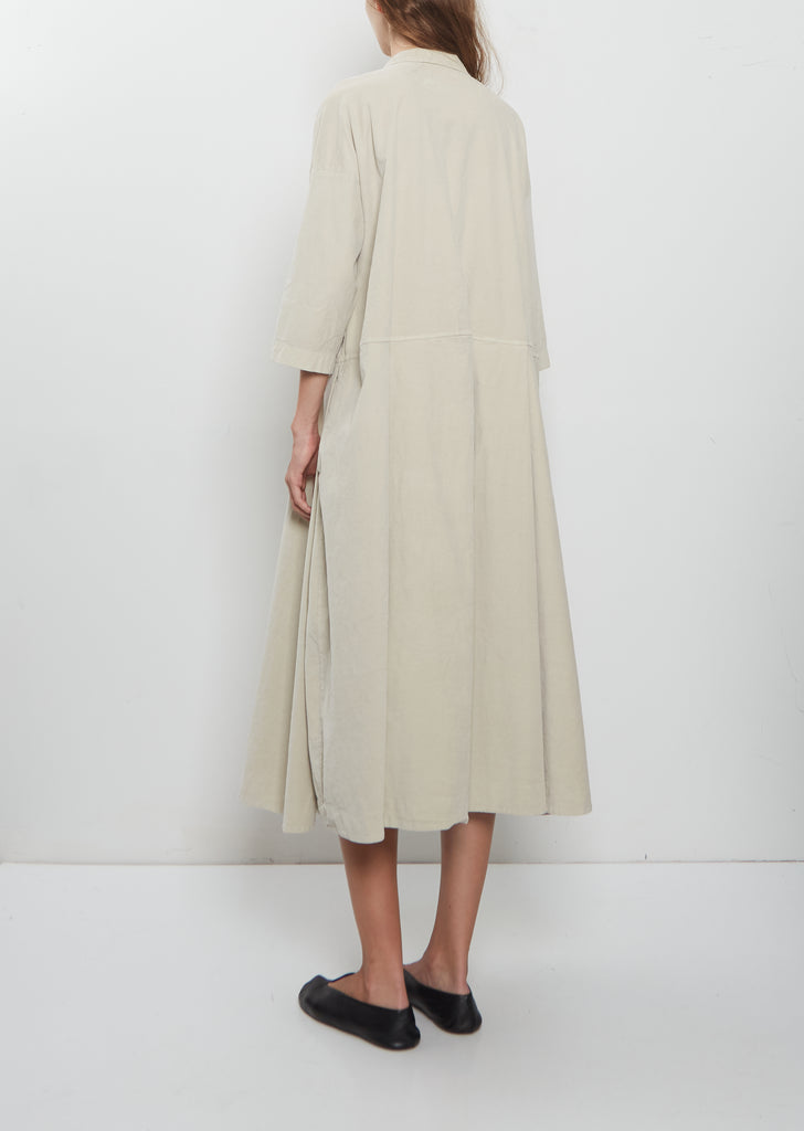 Velvet Tailored Collar Dress — Oatmeal