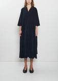 Velvet Tailored Collar Dress —  Navy