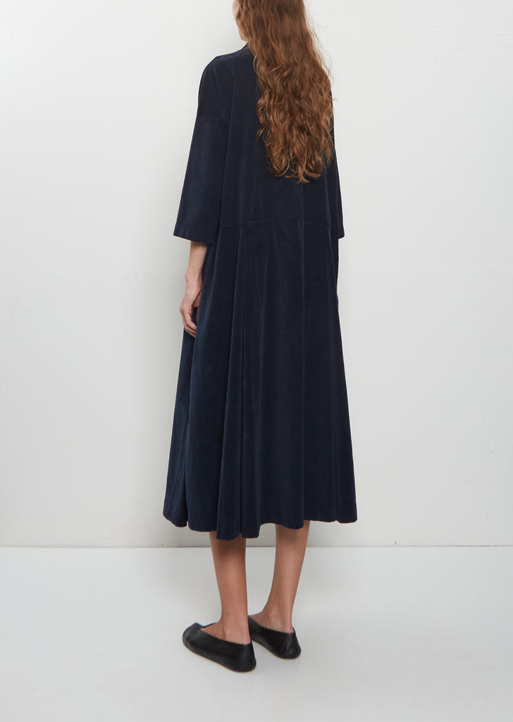 Velvet Tailored Collar Dress —  Navy