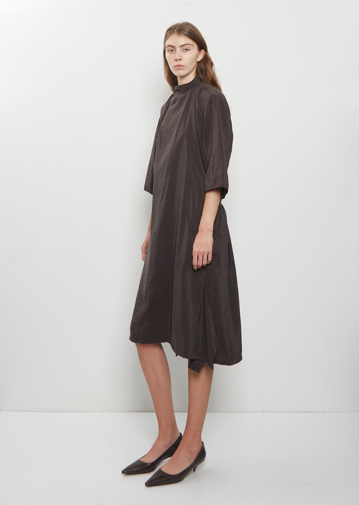 Soft Collar Silk Dress — Licorice