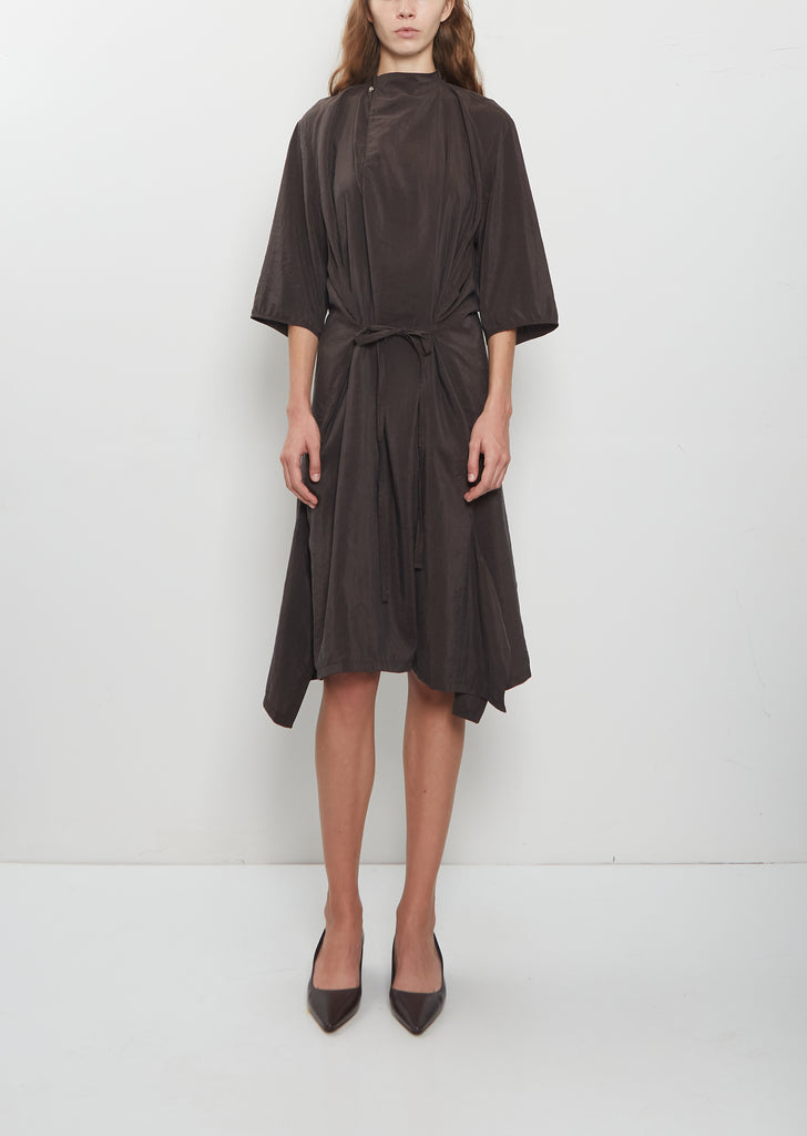 Soft Collar Silk Dress — Licorice