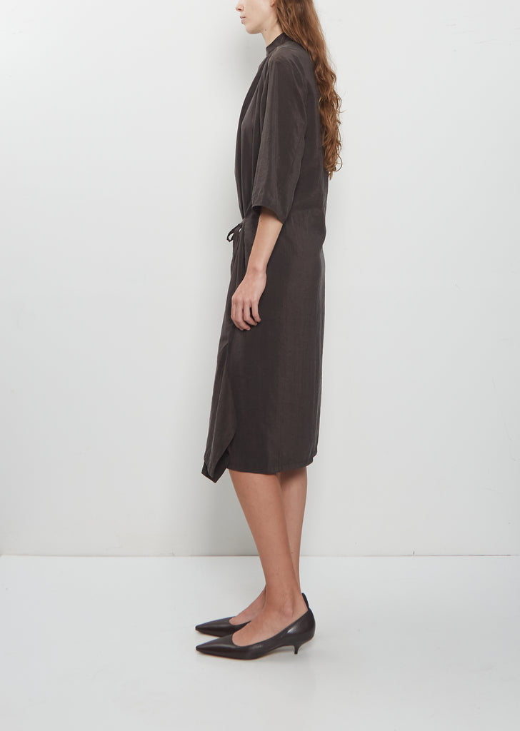 Soft Collar Silk Dress — Licorice