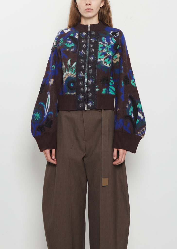 Floral Jacquard Knit Jacket